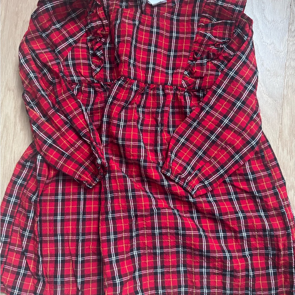 Old Navy Red and Black Plaid Toddler Dress 18-24 Months
